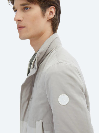 Bej Regular Fit Gizli Kapüşon Casual Dokuma Mont