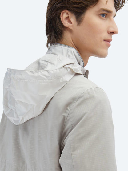 Bej Regular Fit Gizli Kapüşon Casual Dokuma Mont