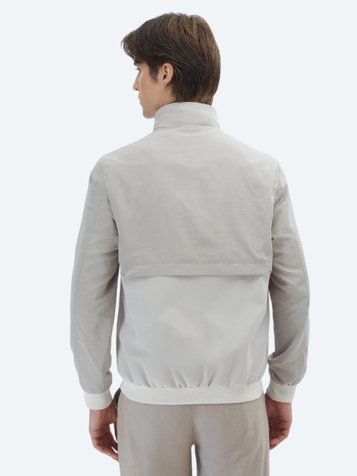 Bej Regular Fit Gizli Kapüşon Casual Dokuma Mont