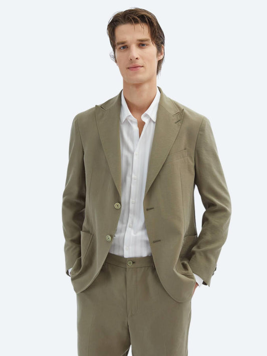 Haki Düz Comfort Fit Takım Elbise