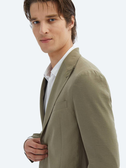 Haki Düz Comfort Fit Takım Elbise