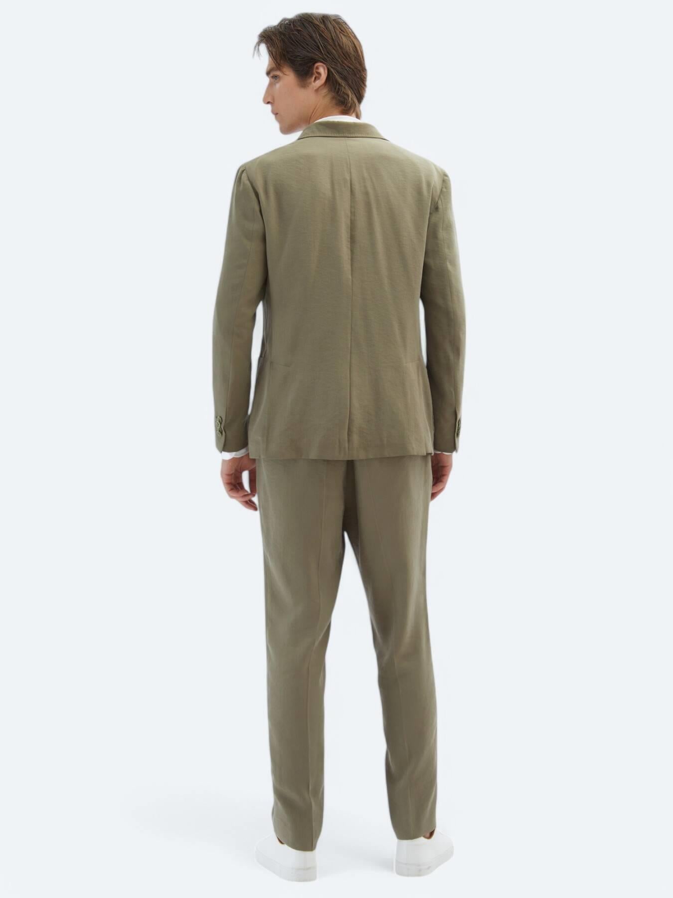 Haki Düz Comfort Fit Takım Elbise