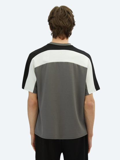 Antrasit Düz Bisiklet Yaka T-shirt