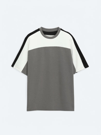 Antrasit Düz Bisiklet Yaka T-shirt