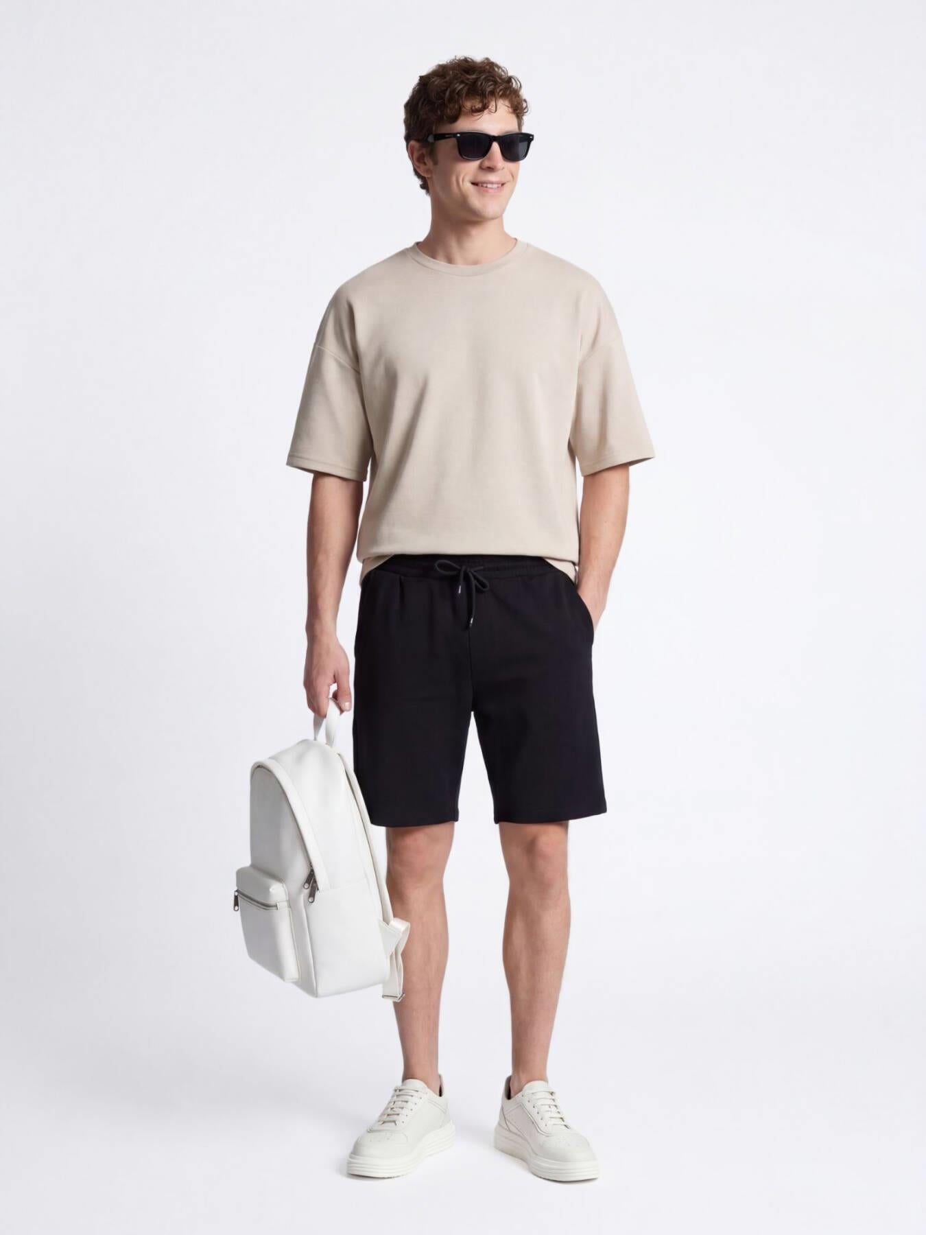 Bej Düz T-shirt