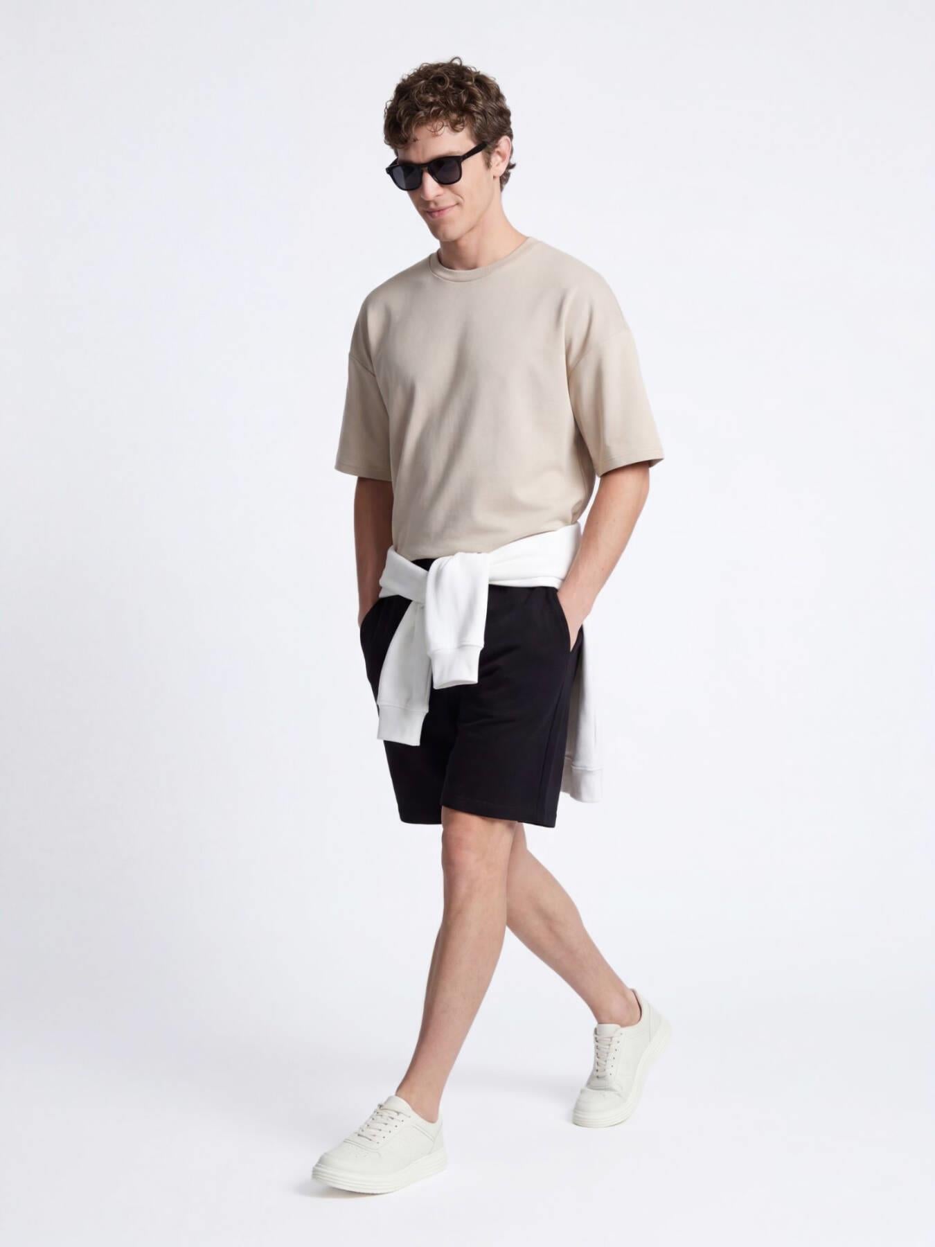 Bej Düz T-shirt