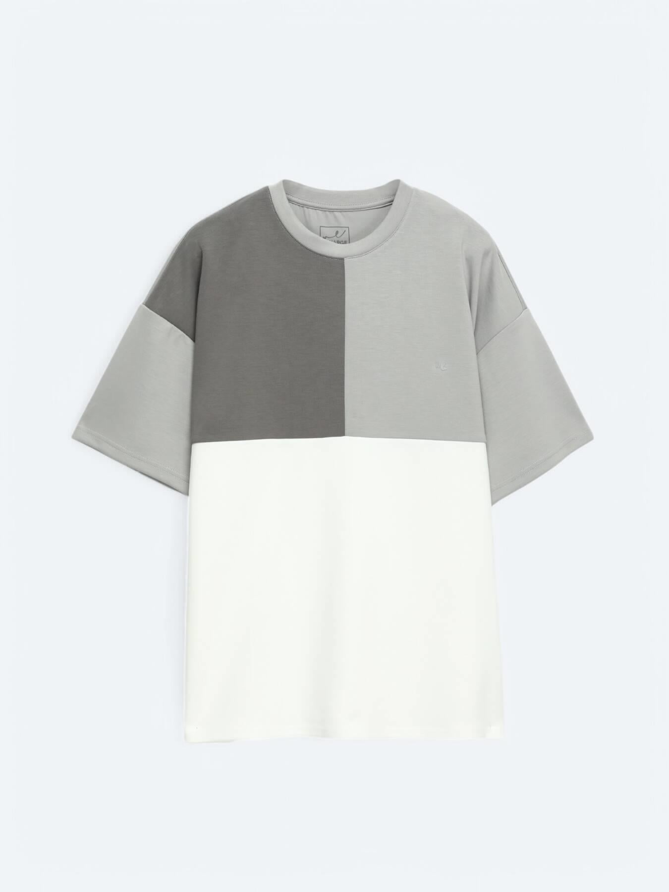 Gri Düz Bisiklet Yaka T-shirt