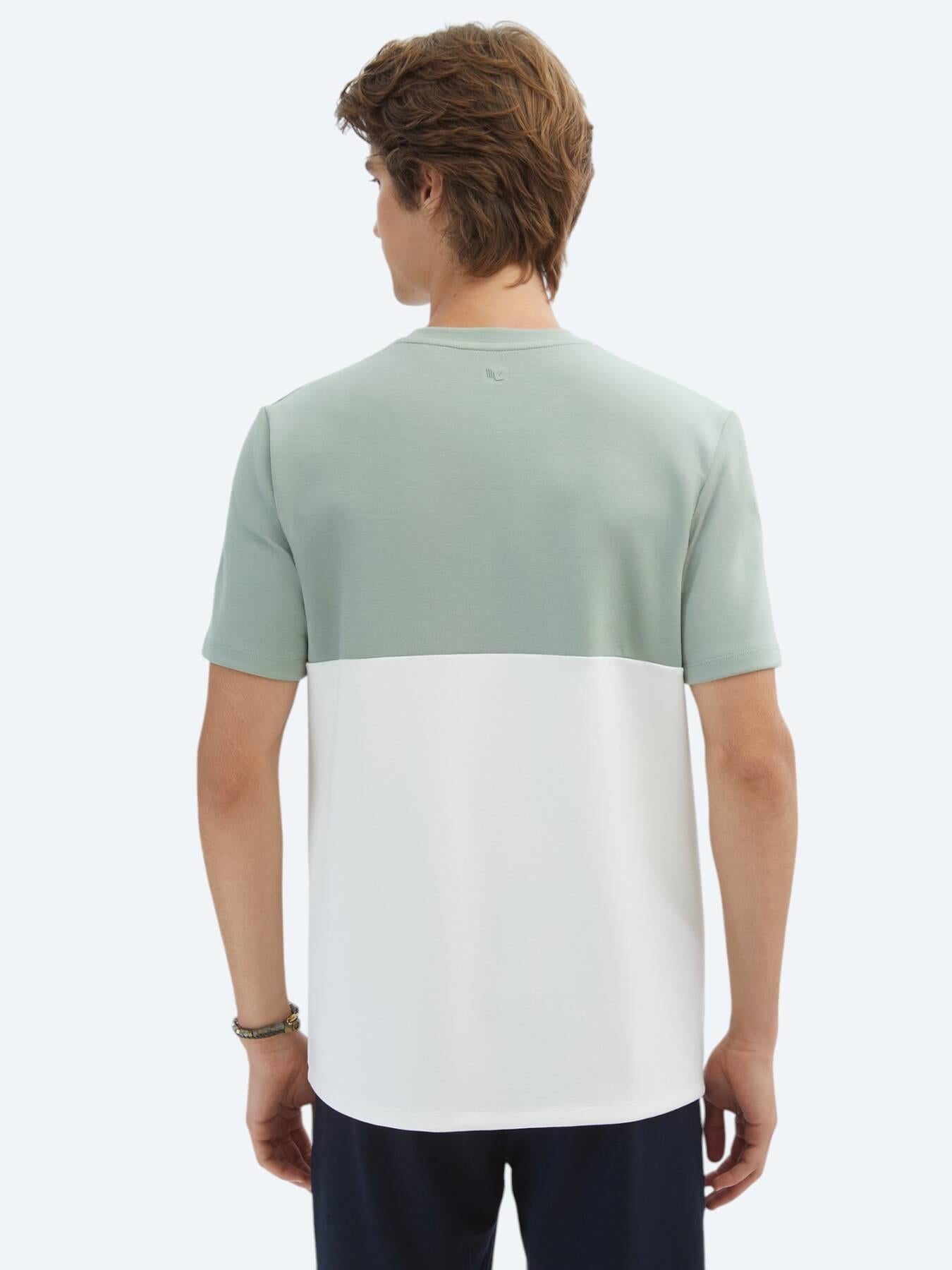 Yeşil Düz Bisiklet Yaka T-shirt