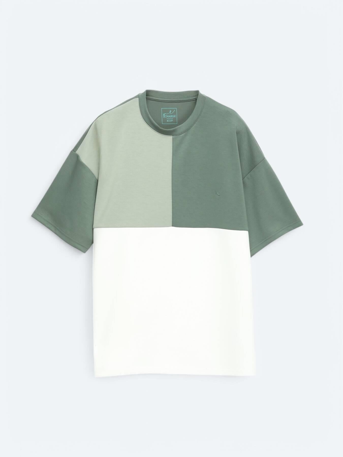 Yeşil Düz Bisiklet Yaka T-shirt