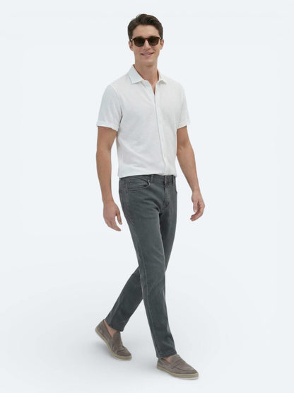 Beyaz Desenli Regular Fit Kısa Casual %100 Pamuk Gömlek