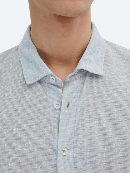Gri Desenli Regular Fit Kısa Casual Gömlek