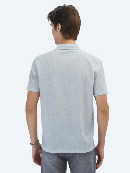 Gri Desenli Regular Fit Kısa Casual Gömlek