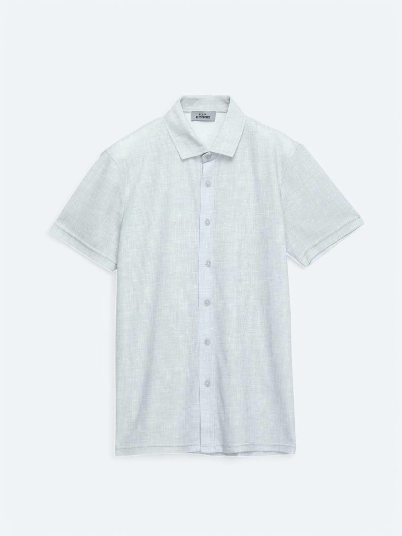 Gri Desenli Regular Fit Kısa Casual Gömlek