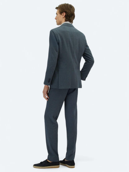 Açık Lacivert Çizgili Modern Fit Örme Takım Elbise