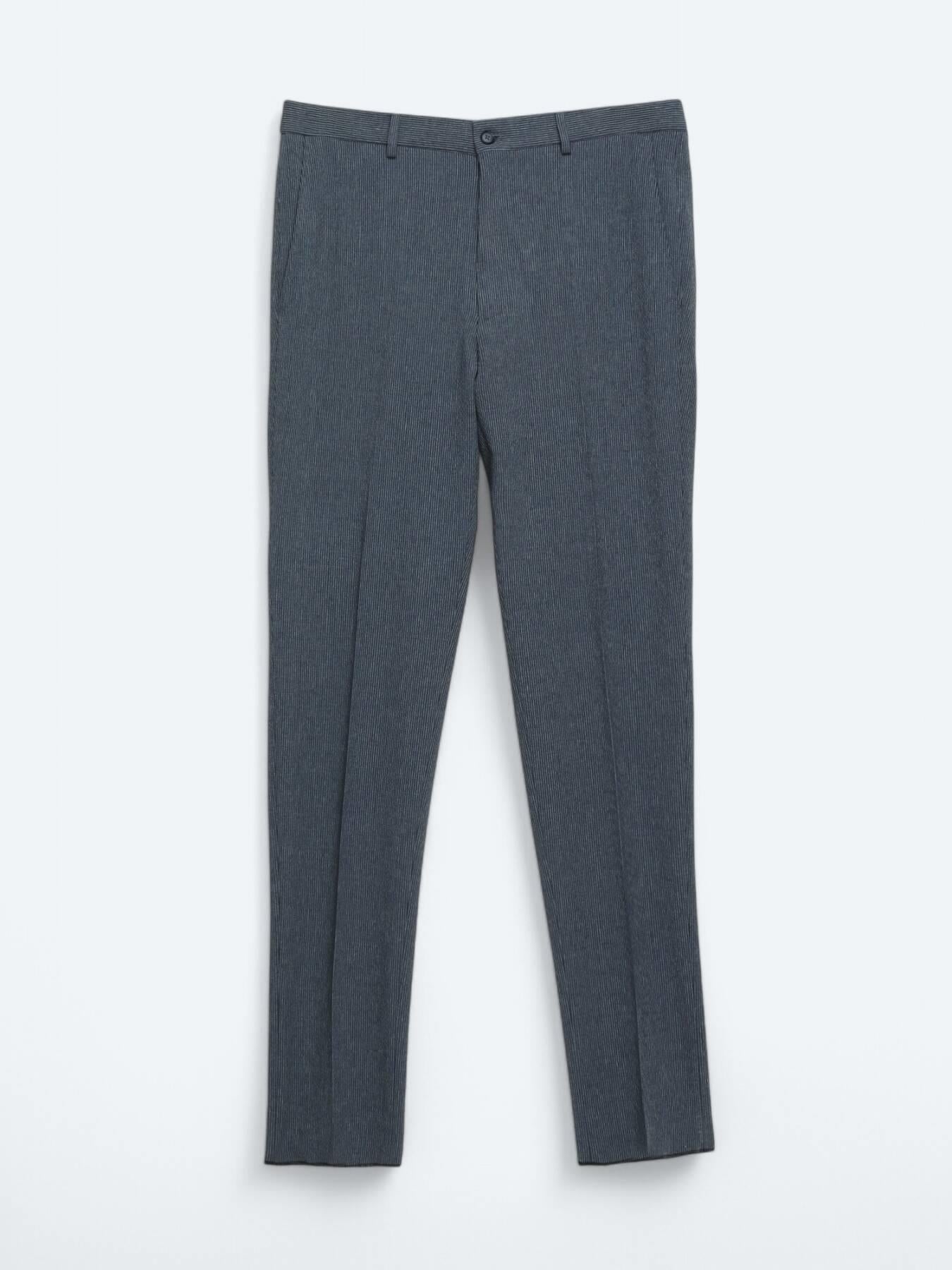 Açık Lacivert Çizgili Modern Fit Örme Takım Elbise
