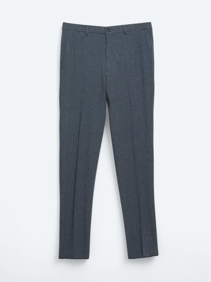 Açık Lacivert Çizgili Modern Fit Örme Takım Elbise