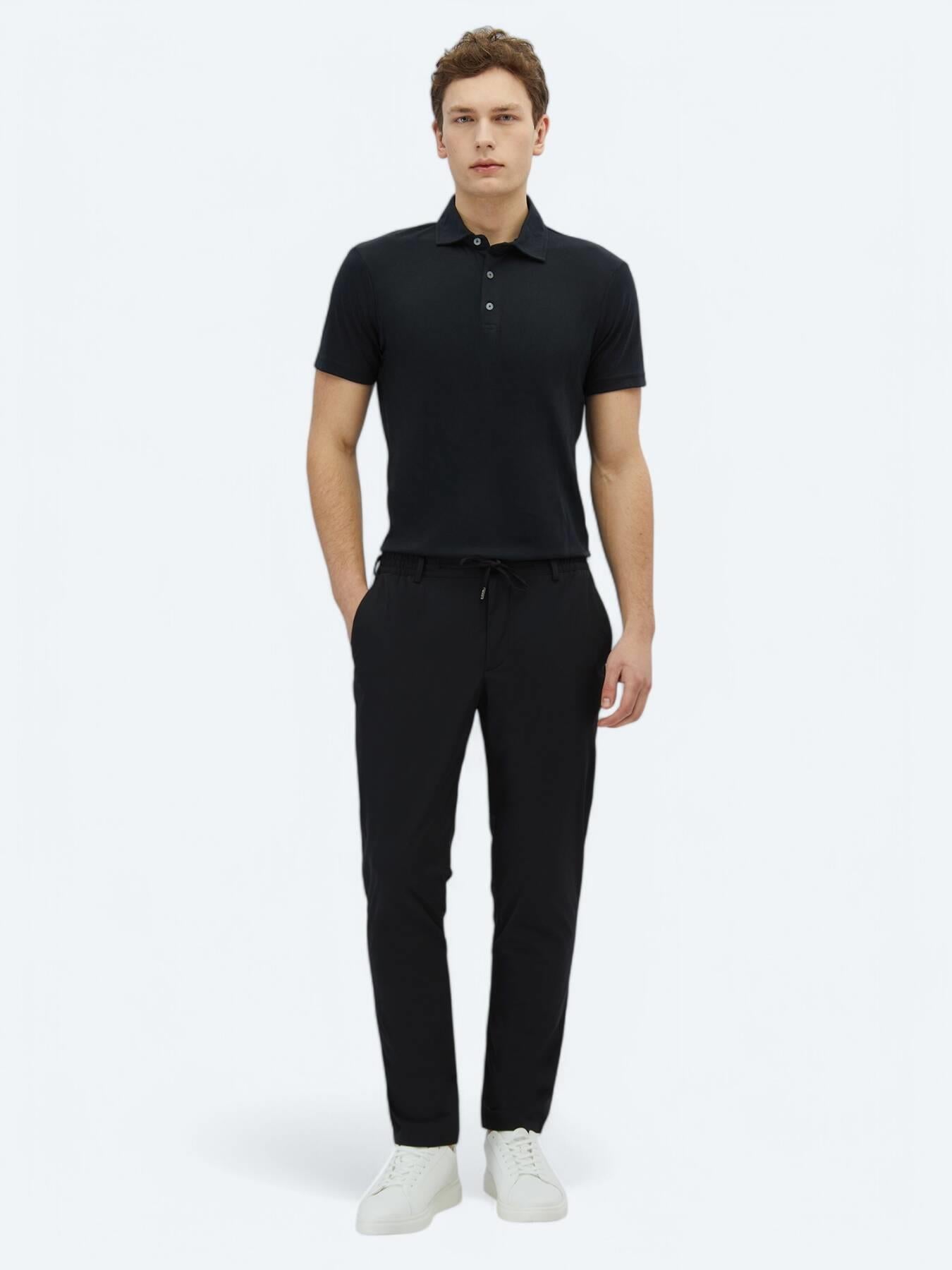 Siyah Dokuma Jogging Fit Casual Pantolon