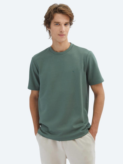 Açık Yeşil Düz Bisiklet Yaka T-shirt