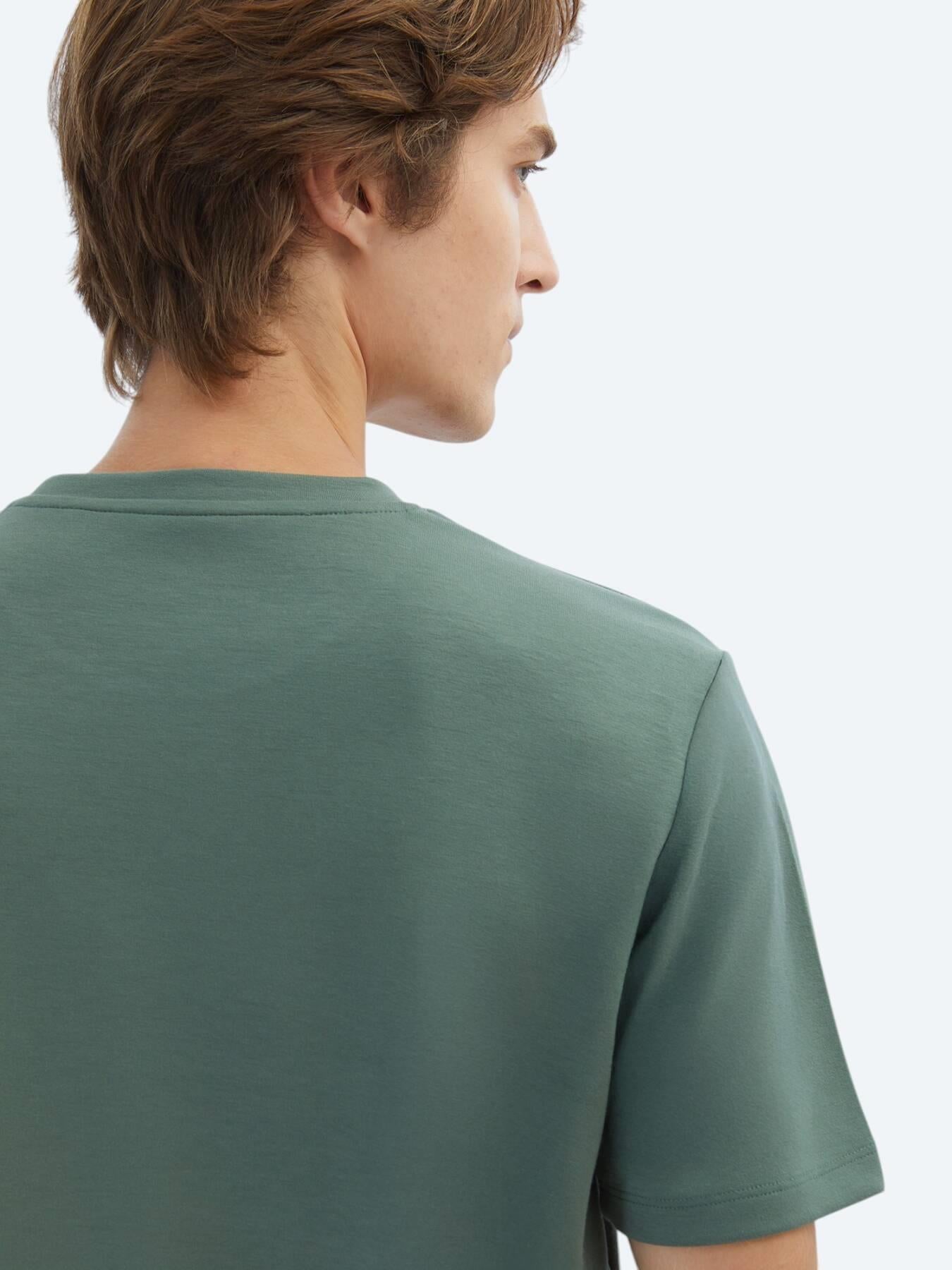 Açık Yeşil Düz Bisiklet Yaka T-shirt
