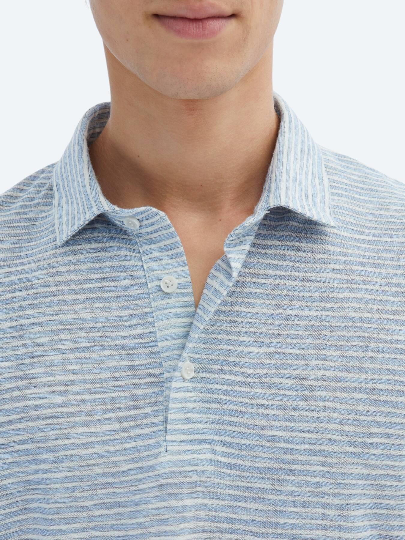 Mavi Baskılı Polo Yaka Pamuk Karışımlı T-shirt