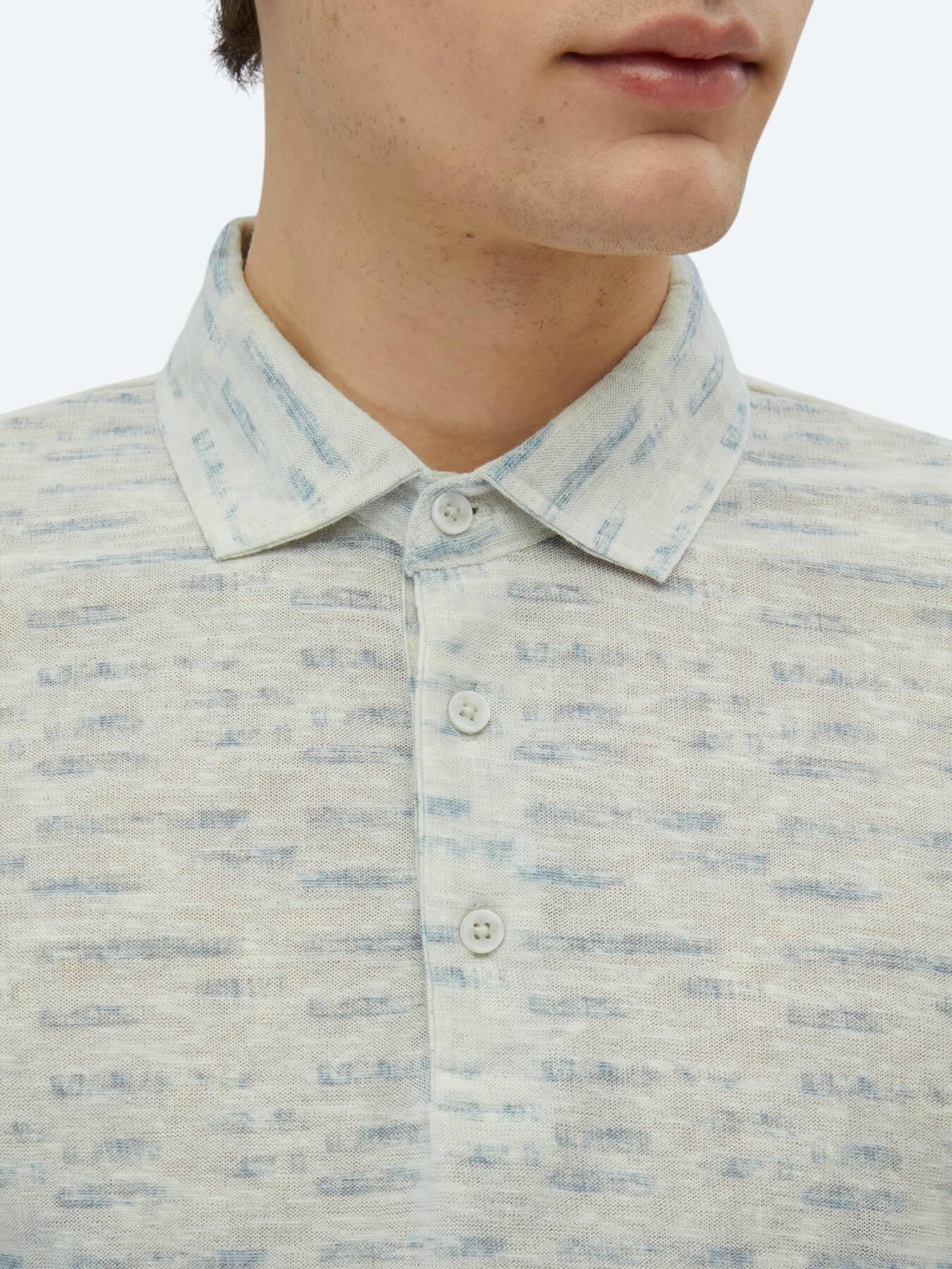 Taş Baskılı Polo Yaka Pamuk Karışımlı T-shirt