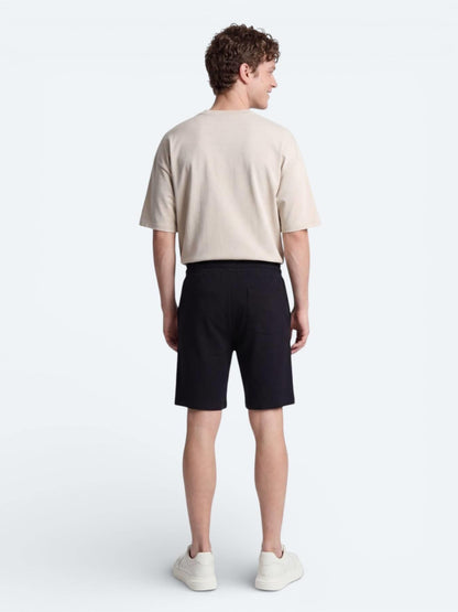 Siyah Düz Örme Regular Fit Casual Bermuda