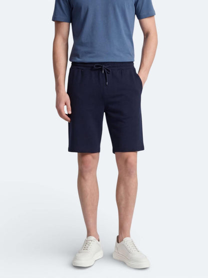 Lacivert Düz Örme Regular Fit Casual Bermuda