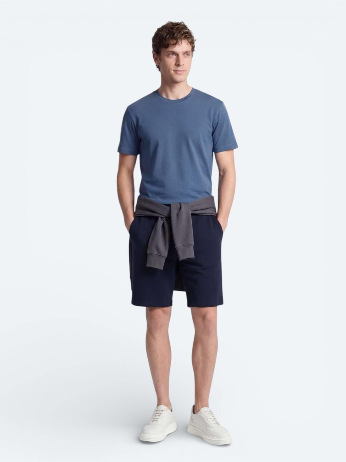 Lacivert Düz Örme Regular Fit Casual Bermuda