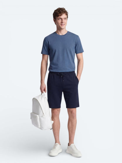 Lacivert Düz Örme Regular Fit Casual Bermuda