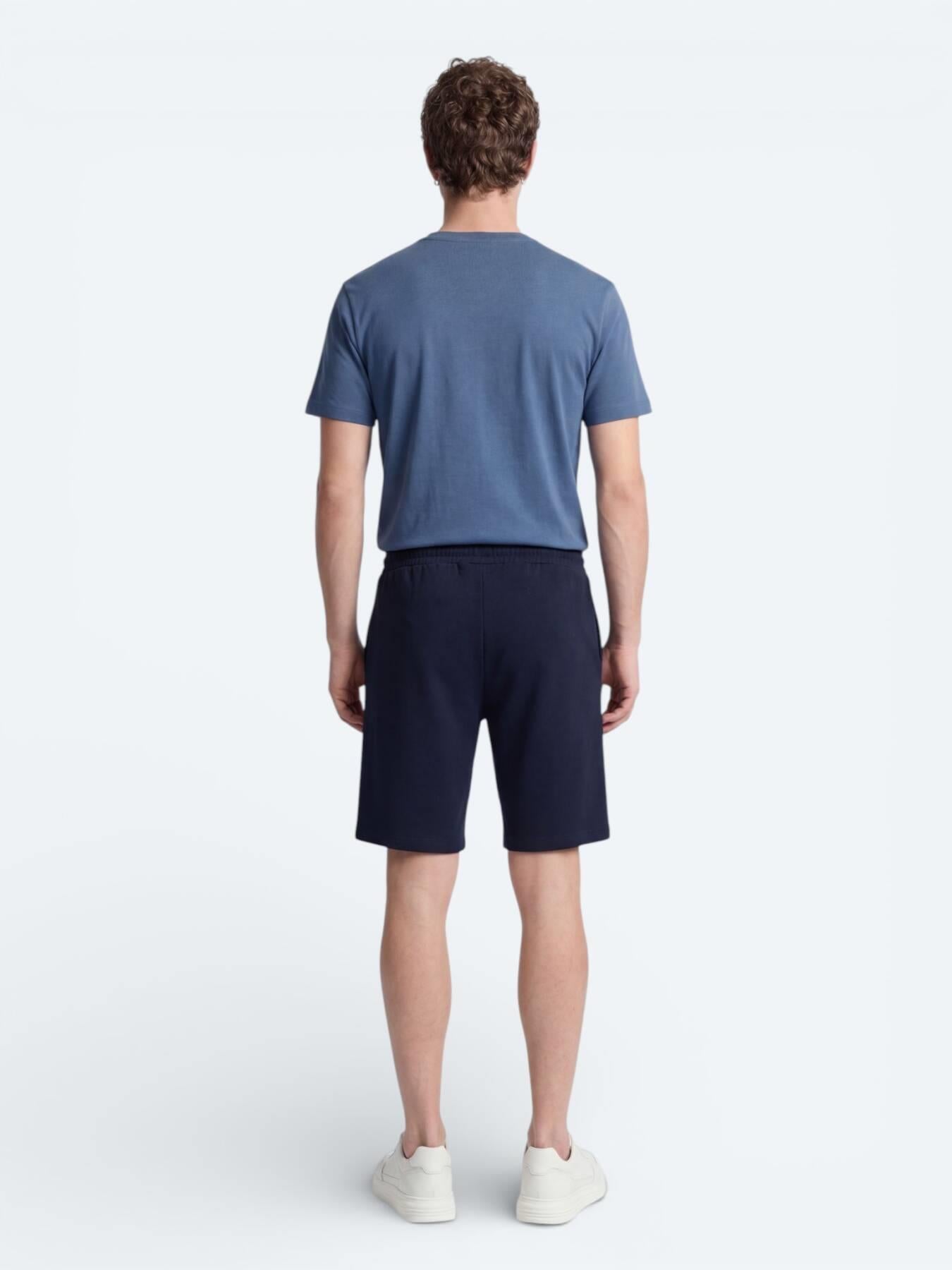 Lacivert Düz Örme Regular Fit Casual Bermuda