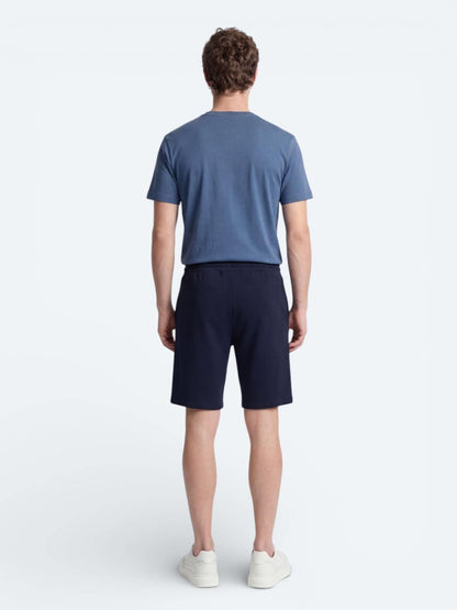 Lacivert Düz Örme Regular Fit Casual Bermuda