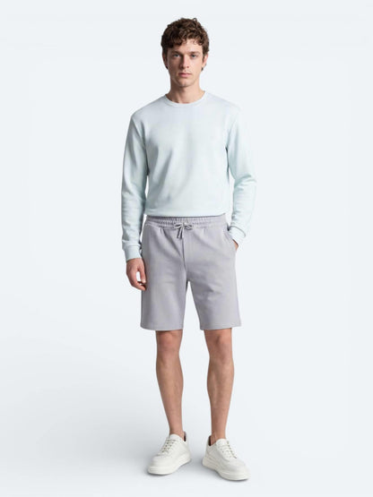 Gri Düz Örme Regular Fit Casual Bermuda