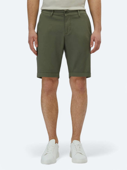 Haki Düz Dokuma Slim Fit Casual Pamuk Karışımlı Bermuda