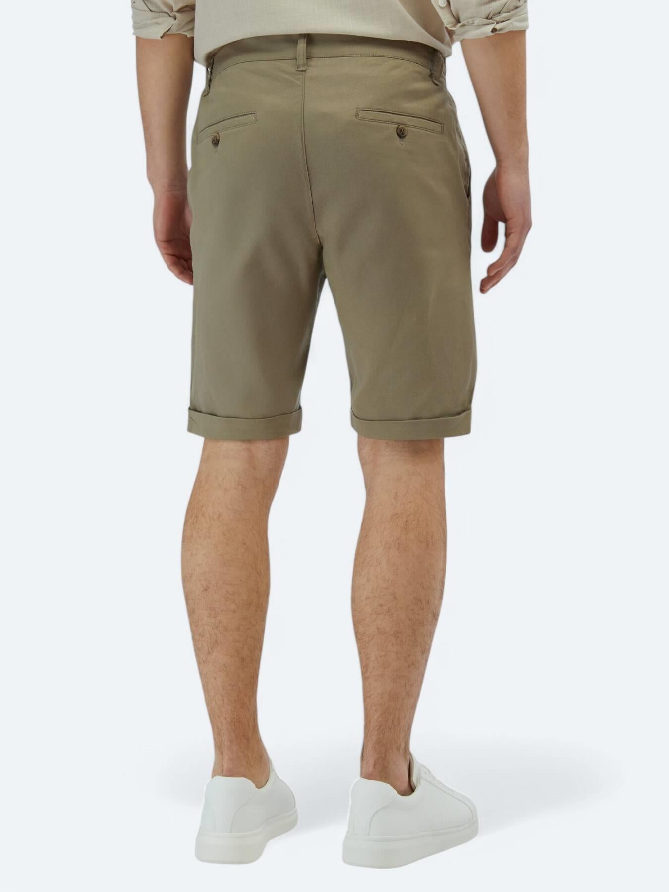 Vizon Düz Dokuma Slim Fit Casual Pamuk Karışımlı Bermuda