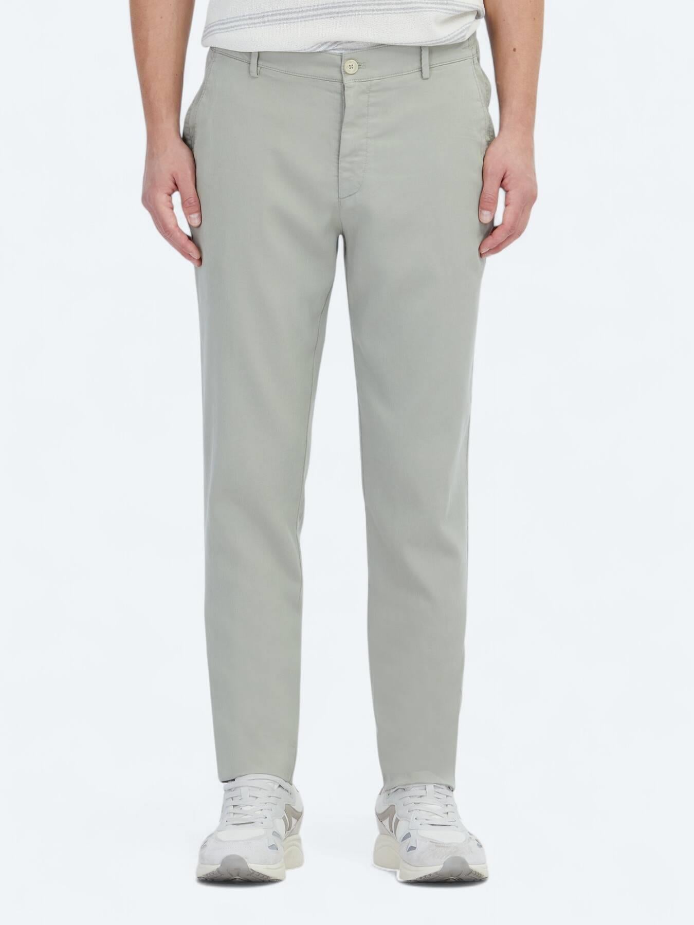 Açık Haki Dokuma Jogging Fit Casual Pamuk Karışımlı Pantolon