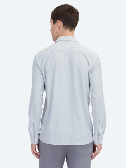 Siyah Çizgili Regular Fit Uzun Casual Pamuk Karışımlı Gömlek