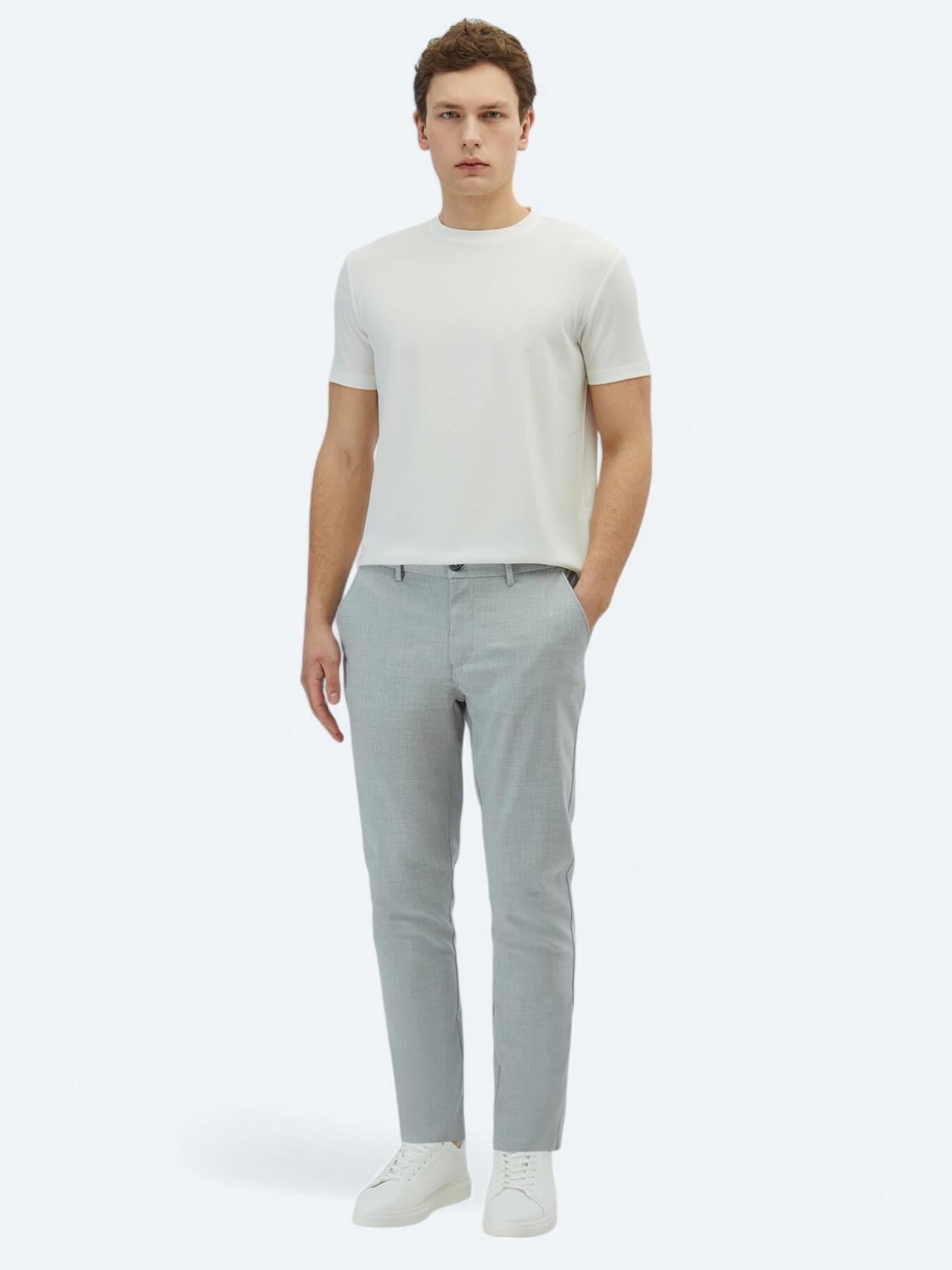 Gri Dokuma Jogging Fit Casual Pantolon