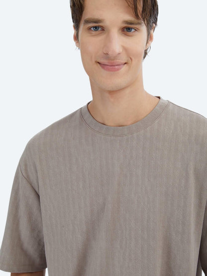 Vizon Desenli Bisiklet Yaka T-shirt