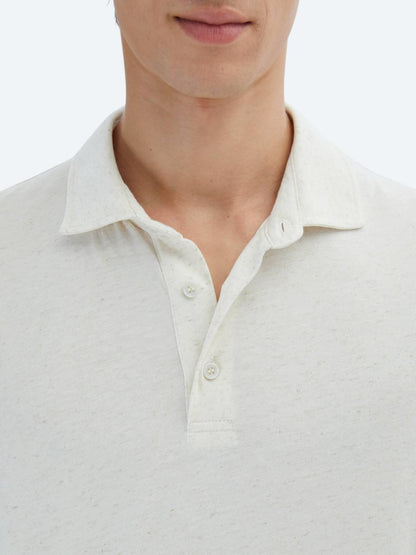 Bej Desenli Polo Yaka Pamuk Karışımlı T-shirt