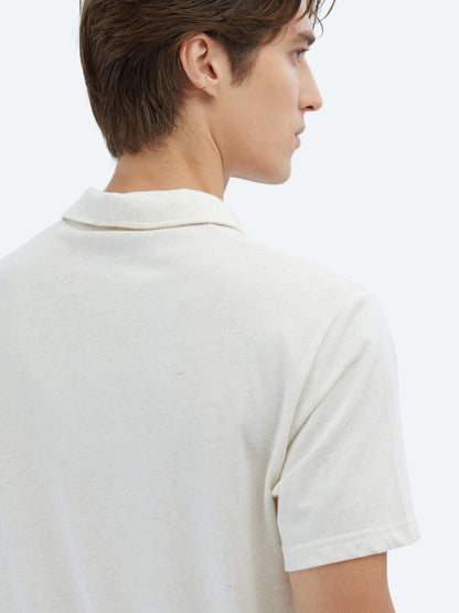 Bej Desenli Polo Yaka Pamuk Karışımlı T-shirt