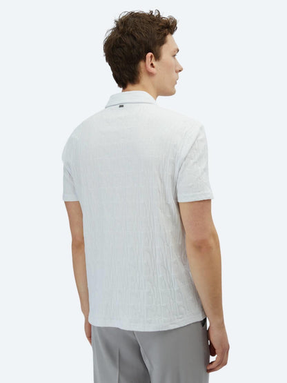 Beyaz Desenli Polo Yaka %100 Pamuk T-shirt