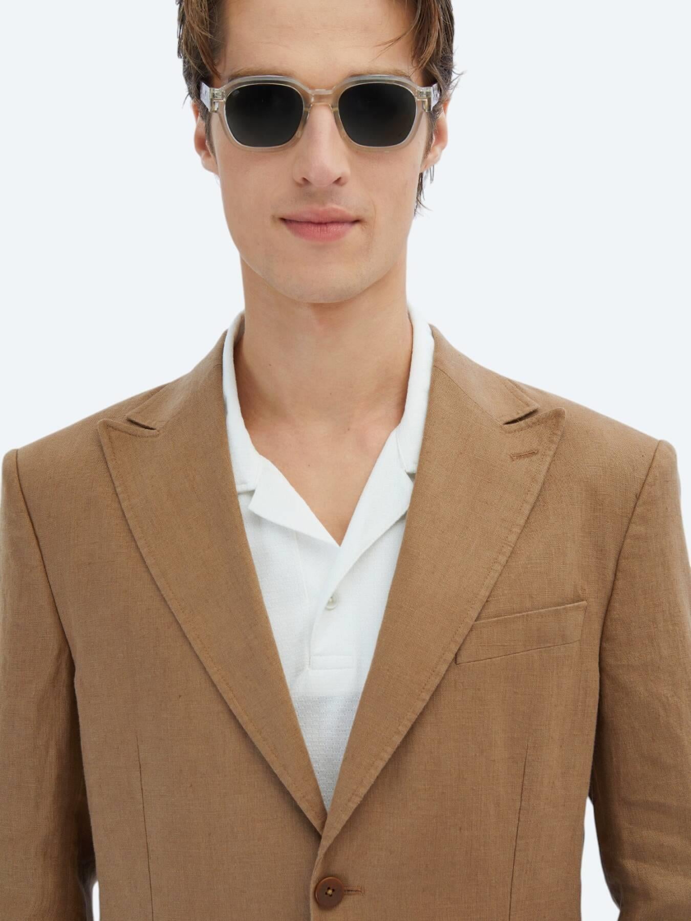 Kahverengi Düz Modern Fit %100 Keten Takım Elbise