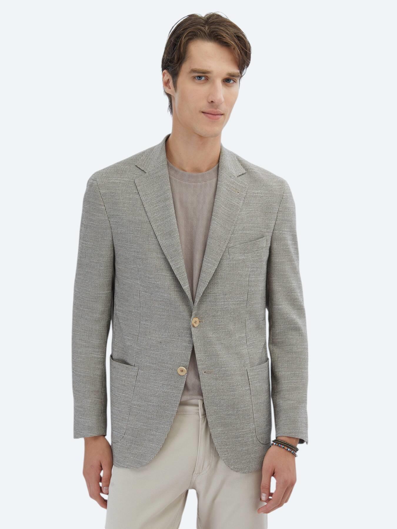 Kahverengi Desenli Modern Fit Ceket