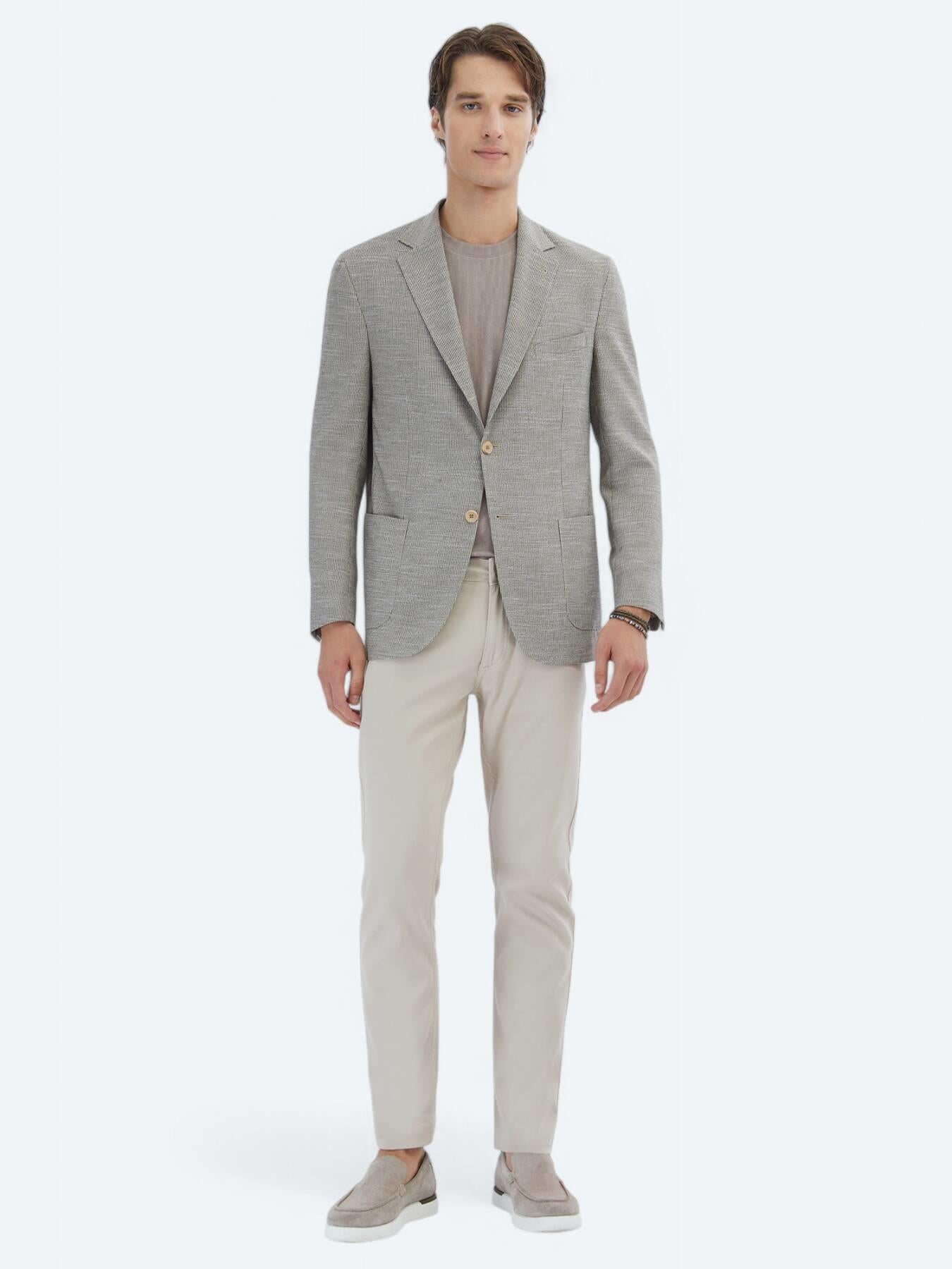Kahverengi Desenli Modern Fit Ceket