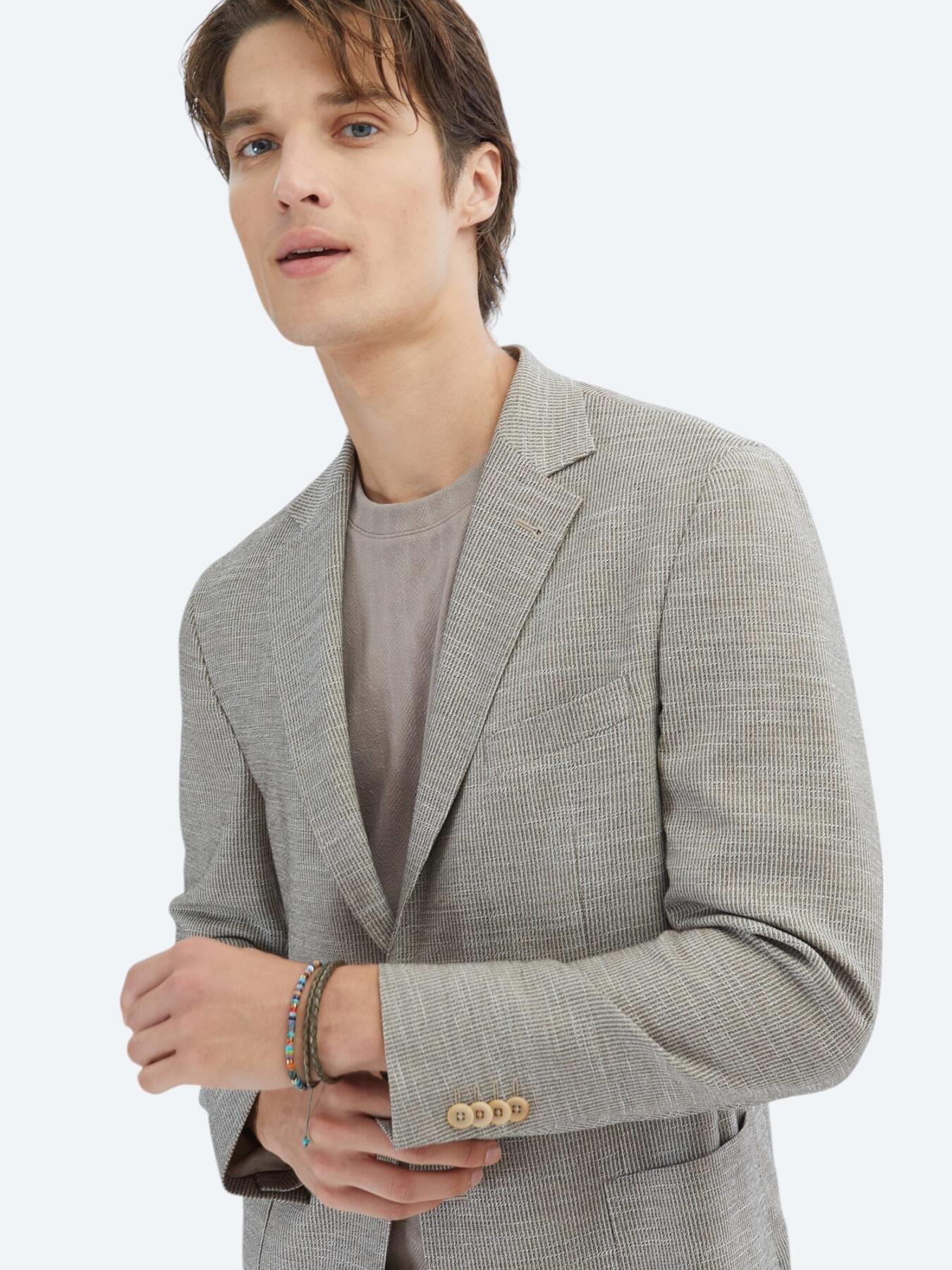 Kahverengi Desenli Modern Fit Ceket