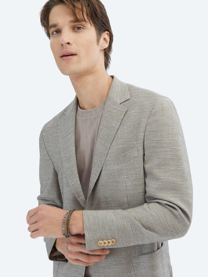 Kahverengi Desenli Modern Fit Ceket