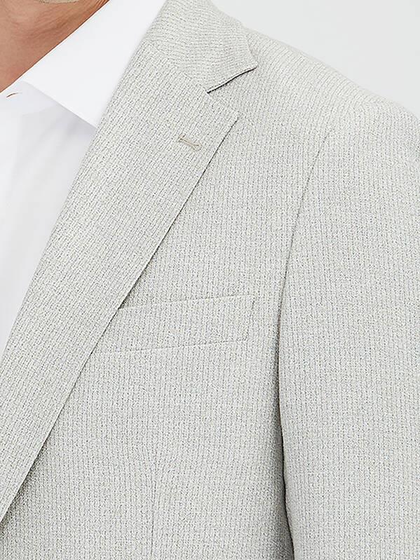 Gri Desenli Modern Fit Keten Karışımlı Ceket