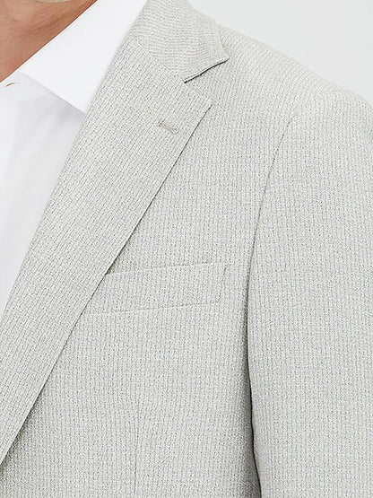 Gri Desenli Modern Fit Keten Karışımlı Ceket