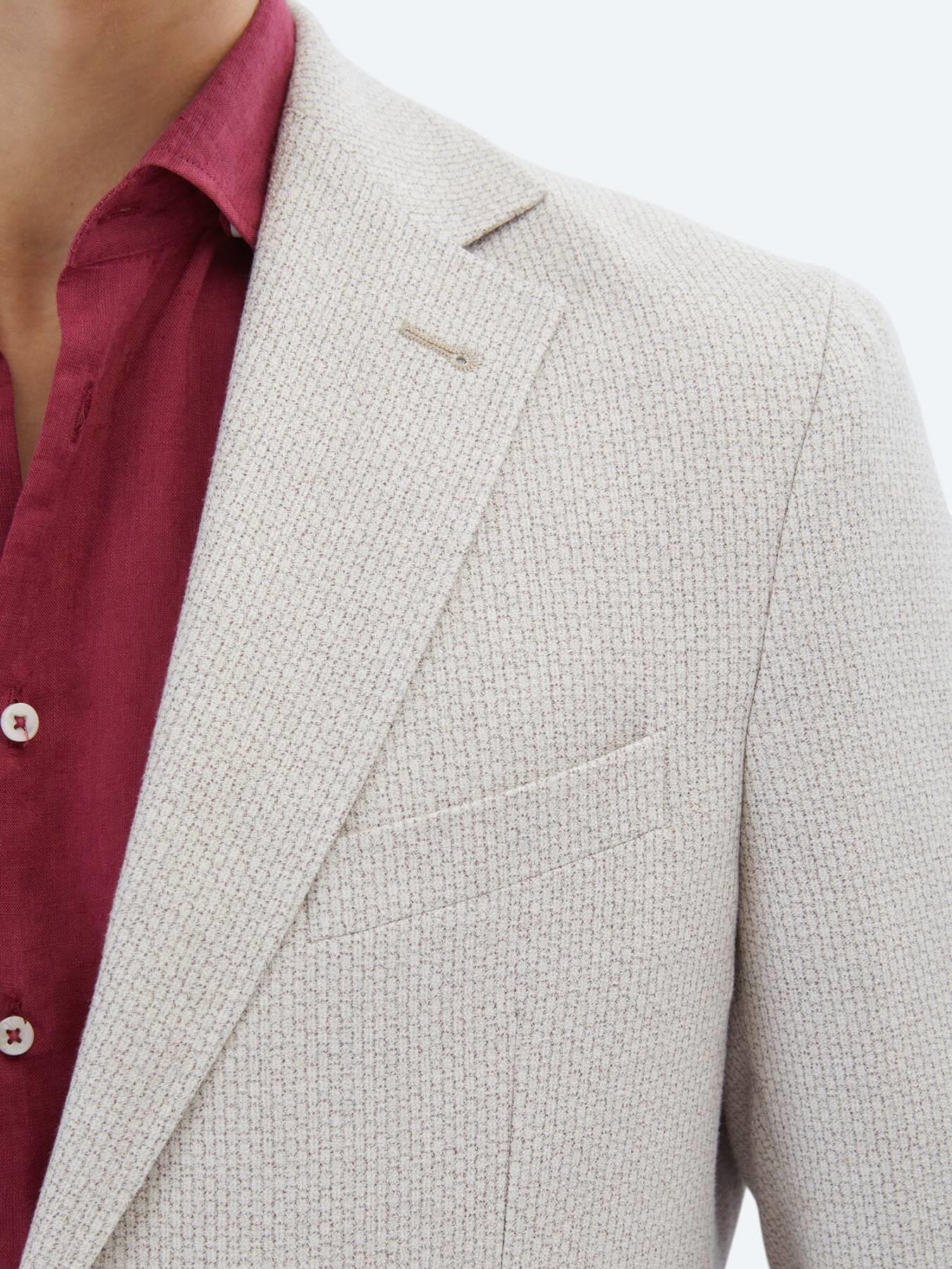 Somon Desenli Modern Fit Keten Karışımlı Ceket