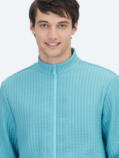 Nil Yeşili Regular Fit Casual Dokuma Mont
